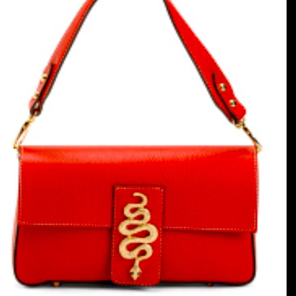 New Divina Firenze leather snake tab baguette crossbody - Picture 3 of 17